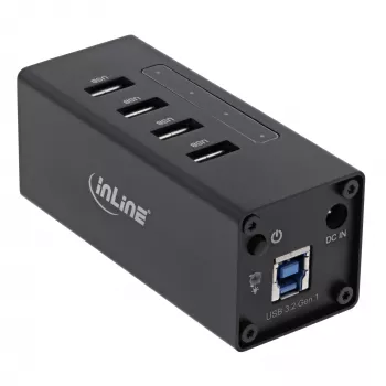 InLine USB 3.0 šakotuvas, 4 prievadų, aliuminio korpusas, su 2,5A maitinimo šaltiniu