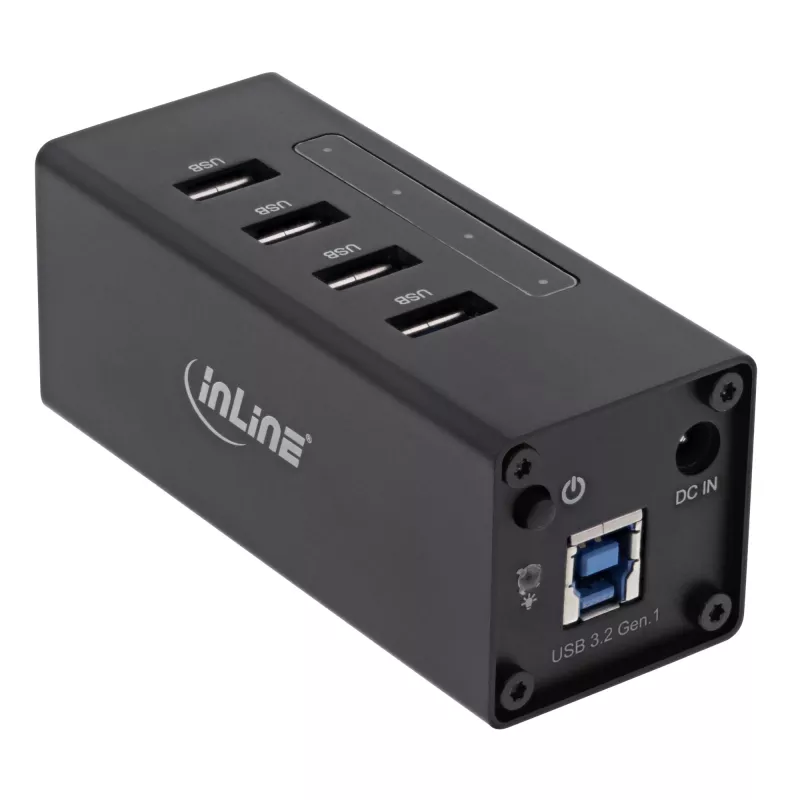 InLine USB 3.0 šakotuvas, 4 prievadų, aliuminio korpusas, su 2,5A maitinimo šaltiniu
