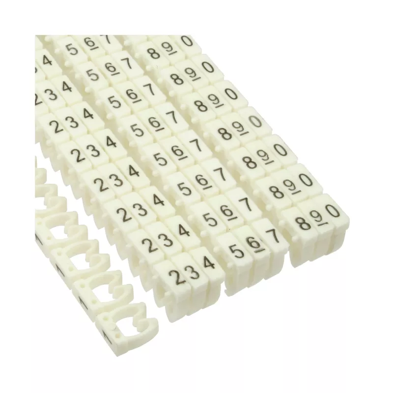 Kabelių žymėjimo žiedai 6 mm InLine Nr.0–9, plastikiniai, balti, 100 vnt. pakuotė