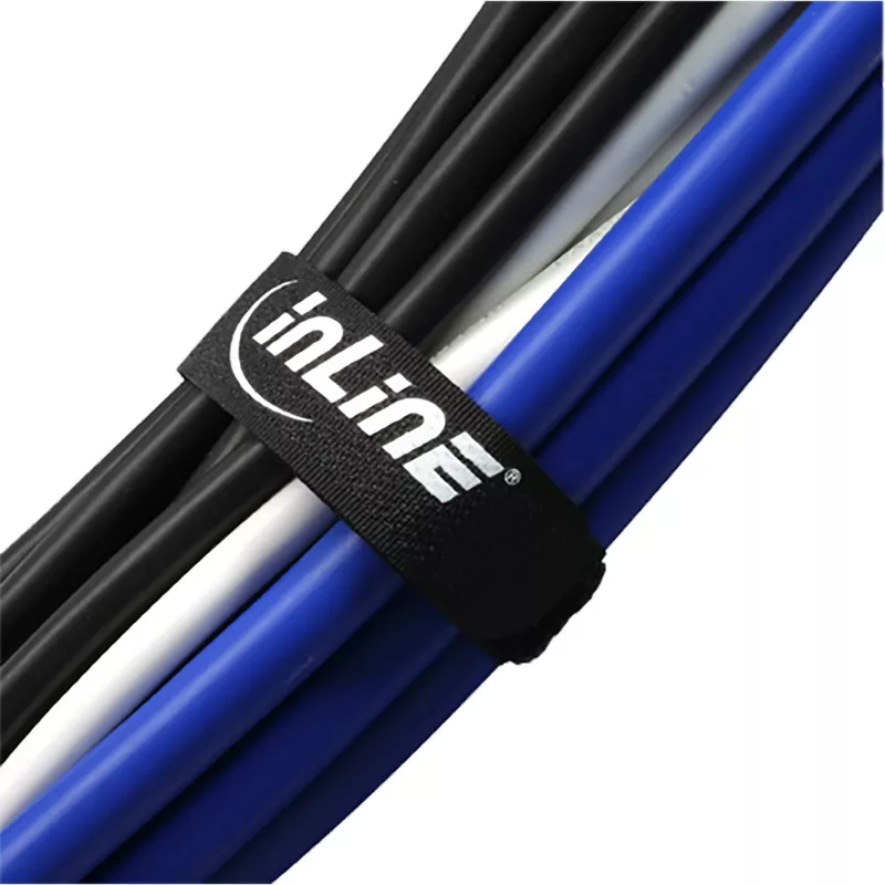 Kabelių surišimo juostelių su užkabinimu ir kilpute rinkinys InLine 500×20 mm, nailonas, 10 vnt., juoda