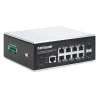Intellinet pramoninis 8 prievadų gigabitinio eterneto PoE+ 2 lygio+ žiniatinklio valdomas jungiklis su 2 SFP prievadais, atitinka IEEE 802.3at/af (PoE+/PoE), PoE galios biudžetas iki 240 W, 2 lygis+/3 lygis Lite, IP30 metalinis korpusas, savaime atsistata