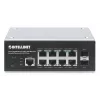 Intellinet pramoninis 8 prievadų gigabitinio eterneto PoE+ 2 lygio+ žiniatinklio valdomas jungiklis su 2 SFP prievadais, atitinka IEEE 802.3at/af (PoE+/PoE), PoE galios biudžetas iki 240 W, 2 lygis+/3 lygis Lite, IP30 metalinis korpusas, savaime atsistata