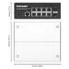 Intellinet pramoninis 8 prievadų gigabitinio eterneto PoE+ 2 lygio+ žiniatinklio valdomas jungiklis su 2 SFP prievadais, atitinka IEEE 802.3at/af (PoE+/PoE), PoE galios biudžetas iki 240 W, 2 lygis+/3 lygis Lite, IP30 metalinis korpusas, savaime atsistata
