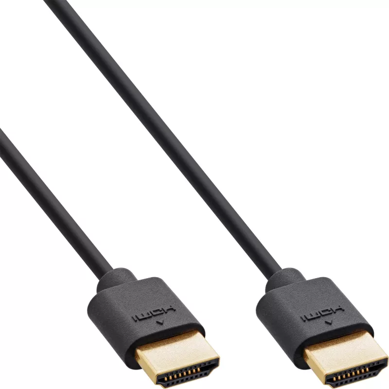 InLine Slim Ultra High Speed HDMI kabelis M/M 8K4K, auksu dengtas, juodas, 0,5 m