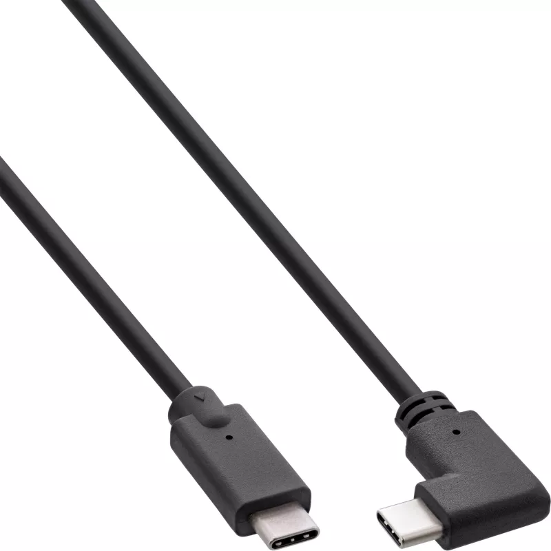 InLine USB 3.2 Gen.2 laidas, USB-C jungtis/jungtis kampinė, juoda, 1,5 m