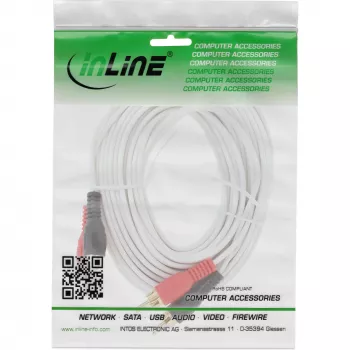 InLine RCA laidas 2x RCA kištukas / kištukas, paauksuotas, 10 m, baltas