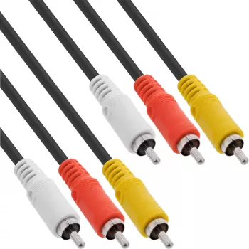 InLine AV laidas 3x RCA kištukas / kištukas 0,5 m, 3 x RCA, 0,5 m, juodas
