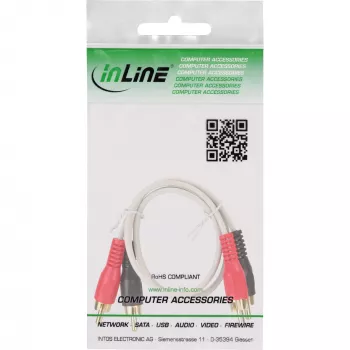 InLine RCA laidas 2x RCA kištukas / kištukas auksuotas 0,5 m