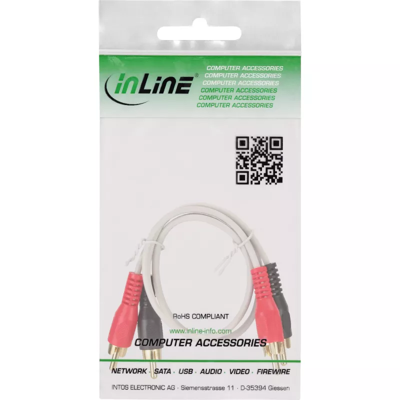 InLine RCA laidas 2x RCA kištukas / kištukas auksuotas 0,5 m