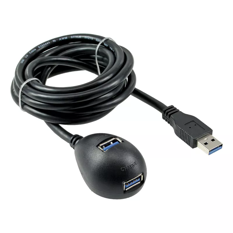 InLine USB 3.2 Gen.1 laidas USB Type A V / A K + maitinimas, su stovu, juodas, 3 m