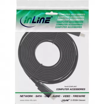 InLine HDMI plokščias laidas, didelės spartos laidas su eternetu, paauksuotas, juodas, 1 m