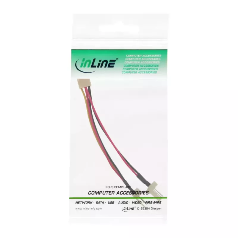 InLine ventiliatoriaus adapterio Y laidas, 3 kontaktų Molex lizdas / 2× 3 kontaktų Molex kištukas, 100 vnt.