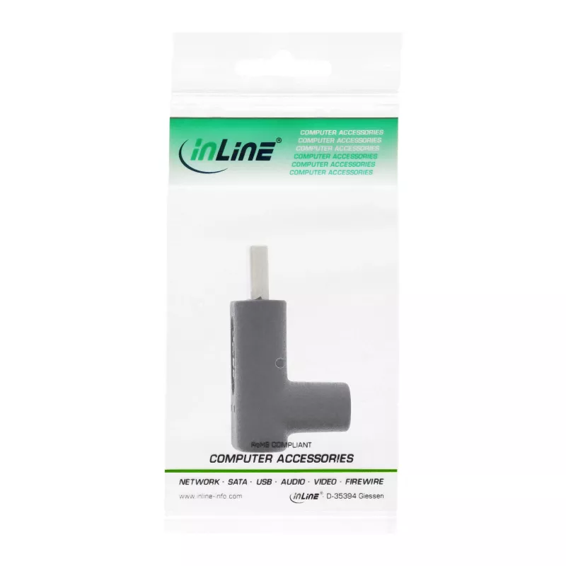 USB 3.2 Gen.2 adapteris InLine 35807 USB-C kištukas į C lizdą, linkstantis aukštyn/žemyn