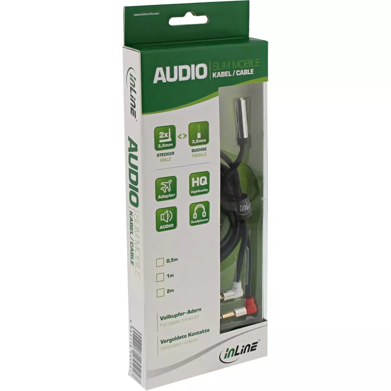InLine plonas Audio lėktuvo sėdynės laidas 2x 3,5 mm kištukas į 1x lizdą, 1 m