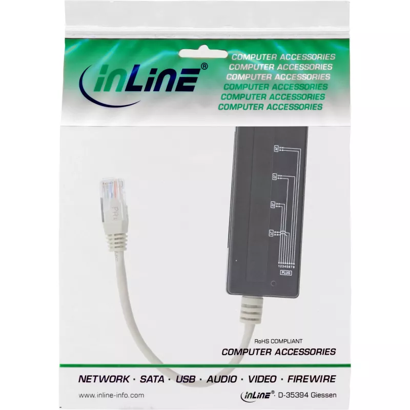 “InLine” 4 krypčių telefono prievado skirstytuvas, RJ45 kištukas į 4x RJ45 lizdus, 0,15 m