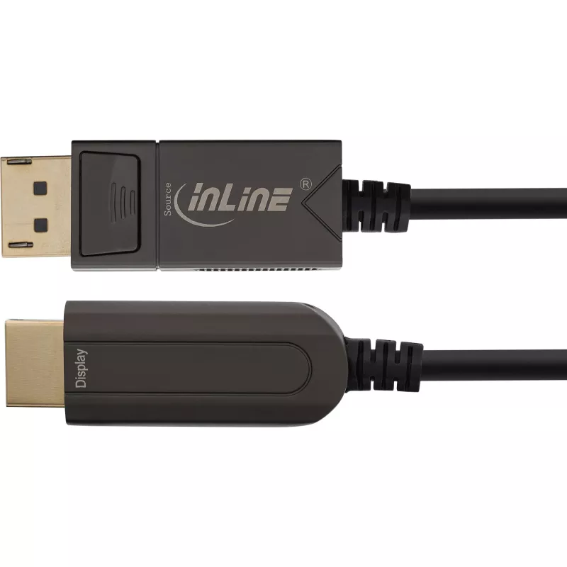 InLine DisplayPort į HDMI AOC keitiklio kabelis, 4K/60Hz, juodas, 25m