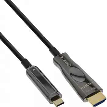 InLine USB Display AOC kabelis, USB-C kištukas į HDMI kištuką (DP Alt Mode), 25 m