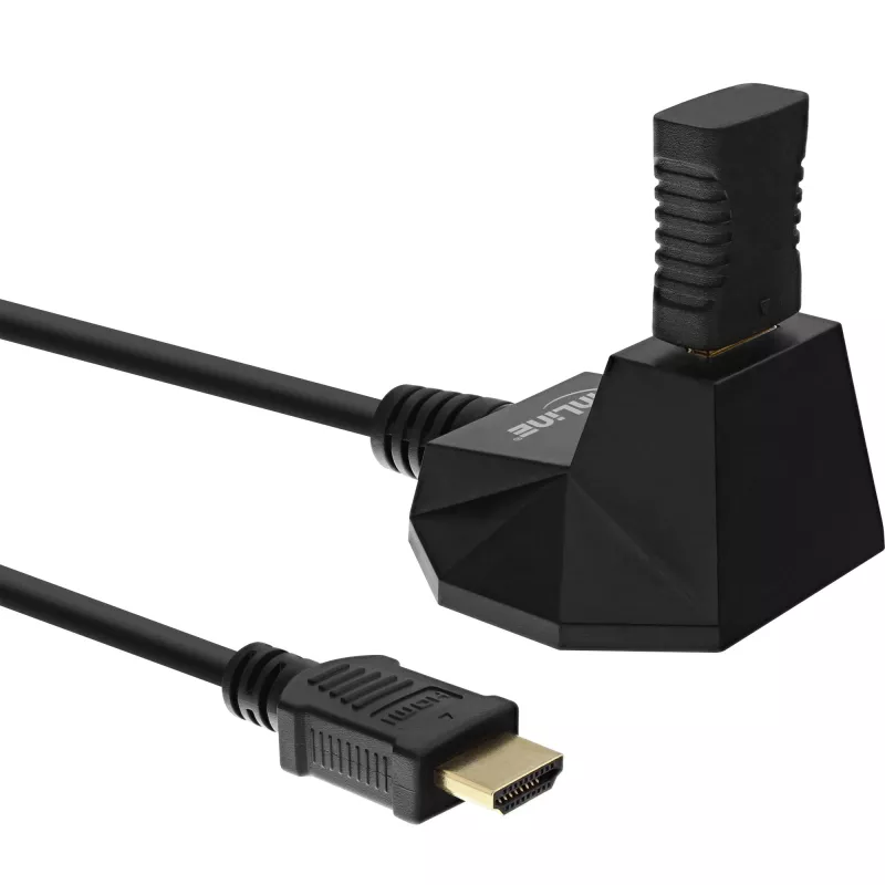 InLine HDMI stotelė, HS HDMI laidas su eternetu, kištukas/lizdas, juodas, auksuoti kontaktai, 1 m