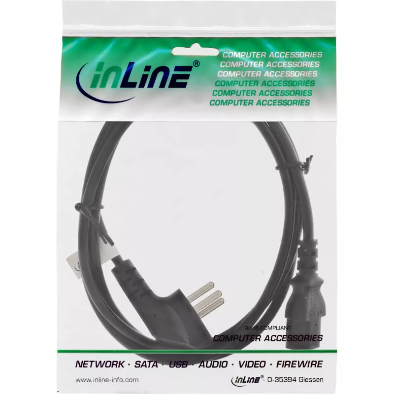 InLine maitinimo laidas, Izraelio H tipo / 3 kontaktų IEC C13 kištukas, 3 m