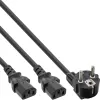 InLine Y maitinimo laidas 1x CEE 7/7 kampuotas / 2x 3 kontaktų IEC C13 kištukas, 3m