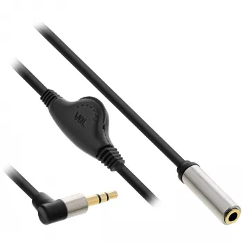 InLine plonas garso kabelis 3,5 mm M kampuotas / F, su garsumo valdymu 0,25 m