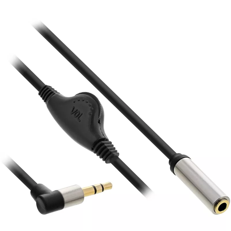 InLine plonas garso kabelis 3,5 mm M kampuotas / F, su garsumo valdymu 0,25 m