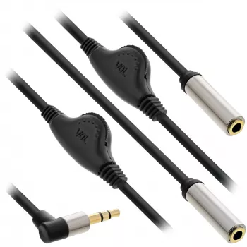 InLine plonas Audio Y laidas 3,5 mm kištukas / 2x lizdas, su garsumo valdymu 0,25 m