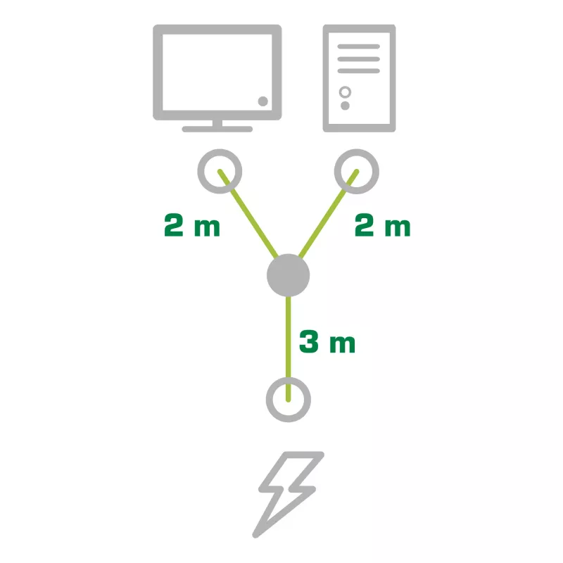 InLine Y maitinimo laidas 1x CEE 7/7 kampuotas / 2x 3 kontaktų IEC C13 kištukas, 5 m