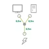 InLine Y maitinimo laidas 1x CEE 7/7 kampinis / 2x 3 kontaktų IEC C13 kištukas, 1 m