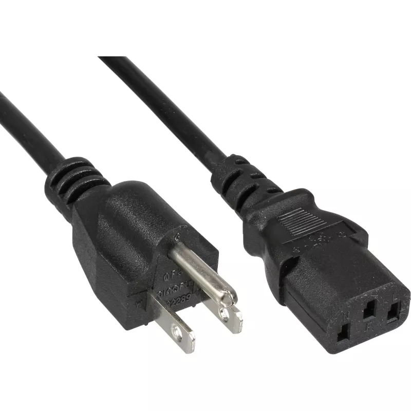InLine maitinimo laidas JAV kištukas / 3 kontaktų IEC C13 kištukas, 18 AWG, 0,5 m