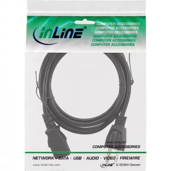 InLine maitinimo laidas JAV kištukas / 3 kontaktų IEC C13 kištukas, 18 AWG, 3 m, maitinimo kištuko tipas B, C13 jungtis, 125 V, 10 A