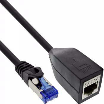 InLine RJ45 sąsajos apsauga Cat.6A S/FTP, RJ45 M/F, juodas, 0,2 m