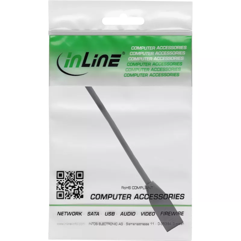 InLine RJ45 sąsajos apsauga Cat.6A S/FTP, RJ45 M/F, juodas, 0,2 m