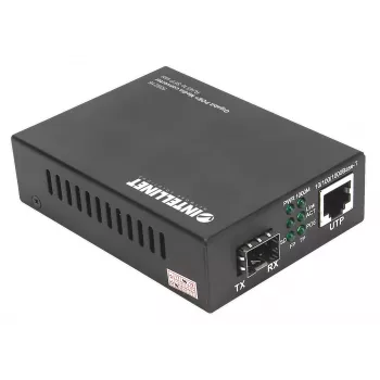 “Intellinet Gigabit PoE+” medijos keitiklis, 1 x 1000Base-T RJ45 prievadas, 1 x SFP prievadas, PoE+ injektorius