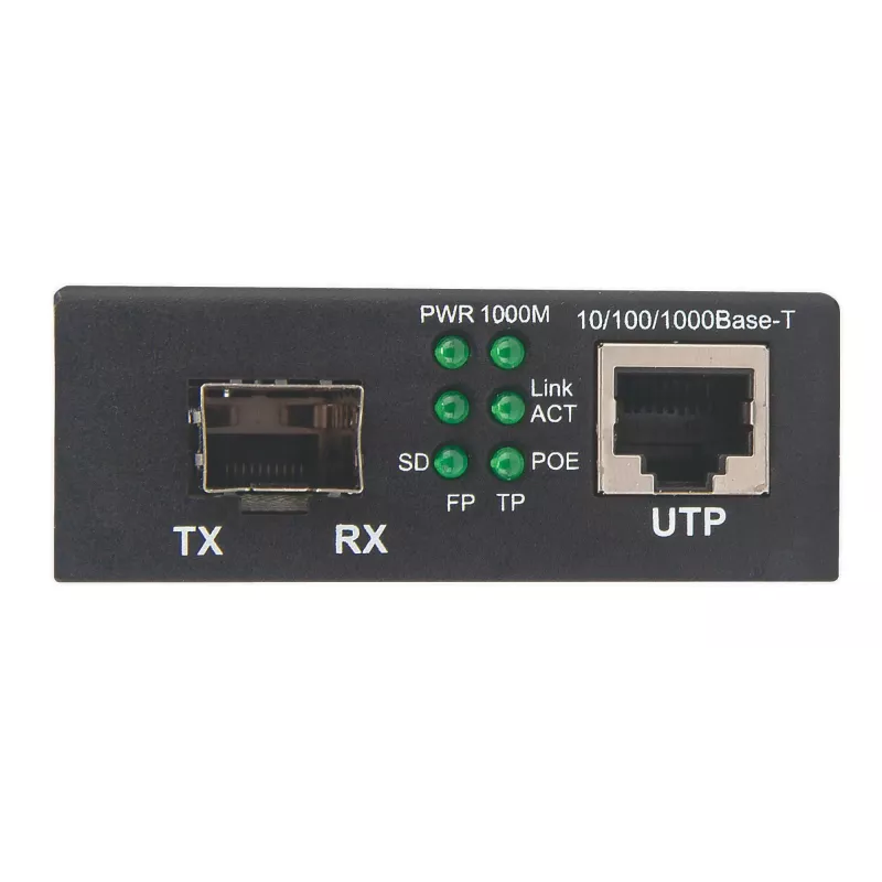 “Intellinet Gigabit PoE+” medijos keitiklis, 1 x 1000Base-T RJ45 prievadas, 1 x SFP prievadas, PoE+ injektorius