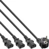 InLine Y maitinimo laidas 1x CEE 7/7 / 3x 3 kontaktų IEC C13 kištukas, juodas, 3 m