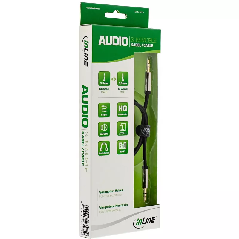 InLine plonas garso kabelis 3,5 mm kištukas / kištukas stereo 0,5 m