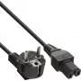 InLine maitinimo laidas, CEE7/7 kampuotas į C15 tiesus, 3 x 1mm², juodas, 1m