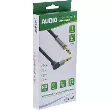 InLine plonas garso laidas 3,5 mm kištukas / kištukas kampinis stereo 1 m