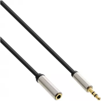 InLine plonas garso laidas 3,5 mm kištukas / lizdas, stereofoninis, 0,5 m, juodas