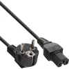 InLine maitinimo laidas, CEE7/7 kampinis į C15 tiesų, 3 x 1mm², juodas, 2 m