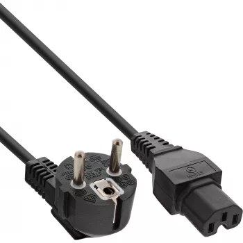 InLine maitinimo laidas, CEE7/7 kampinis į C15 tiesų, 3 x 1mm², juodas, 2 m