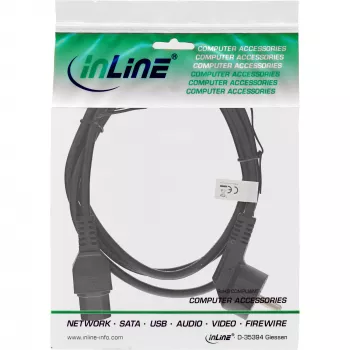 InLine maitinimo laidas, CEE7/7 kampinis į C15 tiesų, 3 x 1mm², juodas, 2 m