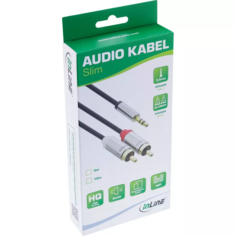 Garso kabelis 3,5 mm kištukas / 2x RCA kištukas 5 m InLine 99245