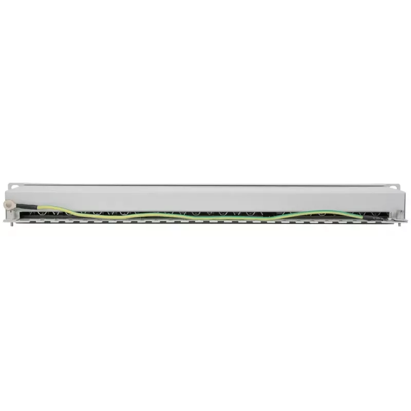 Intellinet skirstomasis skydelis, Cat6a, FTP, 24 prievadai, 1U, ekranuotas, 90° viršutinio įvado išmušimo blokai, pilka