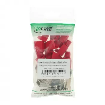 InLine Crimp Connector RJ45 8P8C ekranuotas su sriegtuvu ir apsauga nuo lenkimo, raudonas