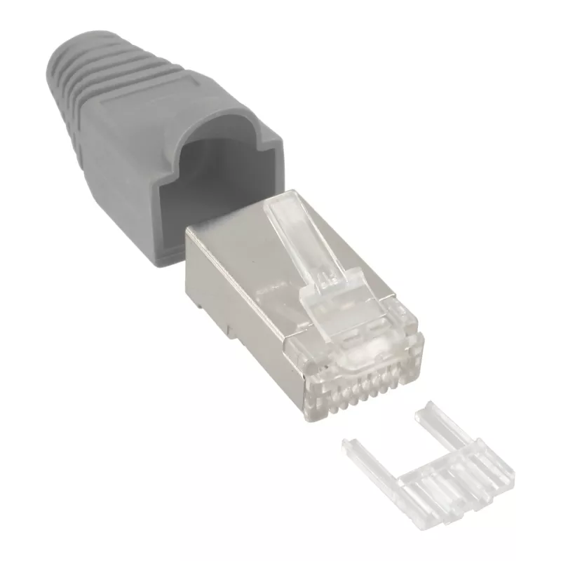 InLine Crimp Connector RJ45 8P8C ekranuotas su sriegimo pagalba ir lenkimo apsauga pilkas