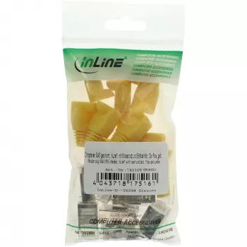 InLine Crimp Connector RJ45 8P8C ekranuotas su įvedikliu ir apsauga nuo lenkimo, geltonas