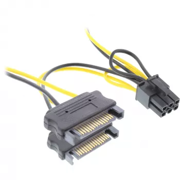 „InLine“ maitinimo adapteris 2x SATA / 6 kontaktų, skirtas PCIe vaizdo plokštei 26628B