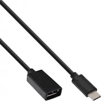 InLine USB 3.2 Gen.1x2 adapterio kabelis, USB-C kištukas / A lizdas, juodas, 0,15 m